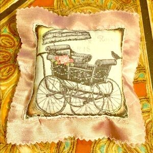 💗Paris pink vintage glitter baby carriage graphic silk scented sachet